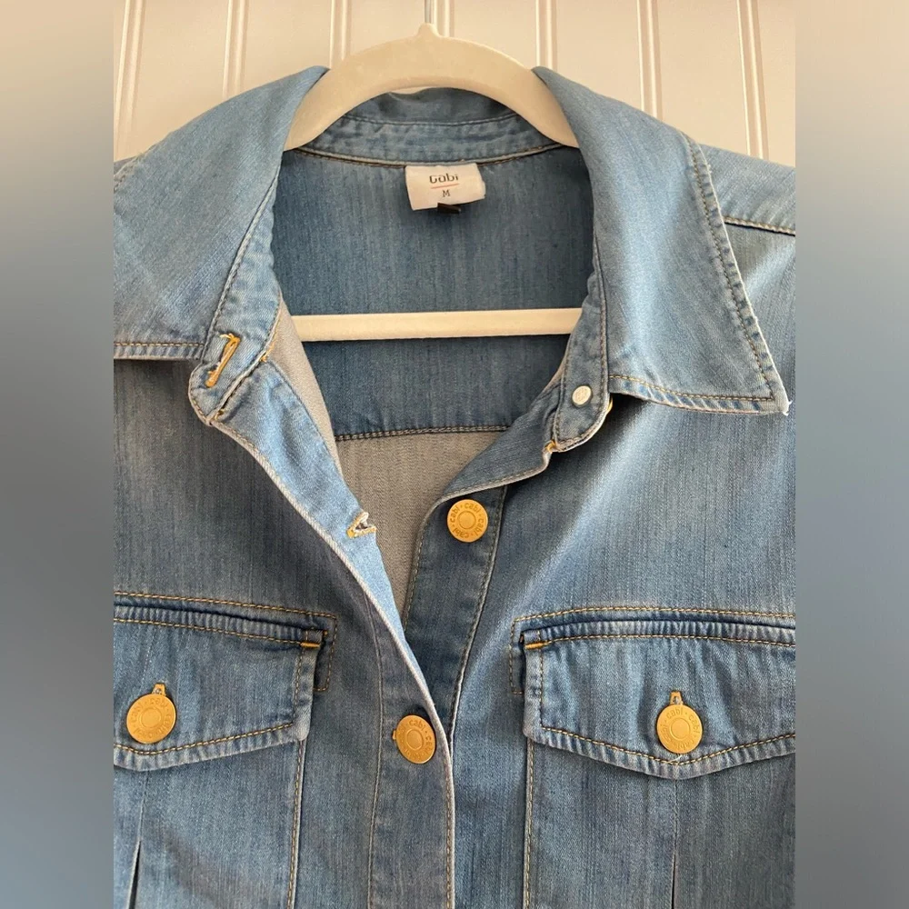 Cabi Long Sleeve Button Up Chambray Soft Denim Western Shirt Medium - Picture 7 of 11